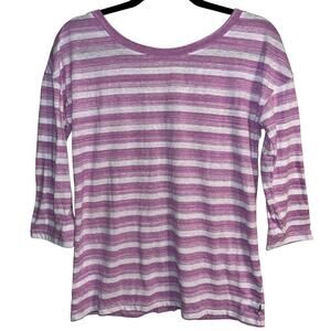 T by Talbots 3/4 Sleeve Striped Purple & White Pullover Top | Small